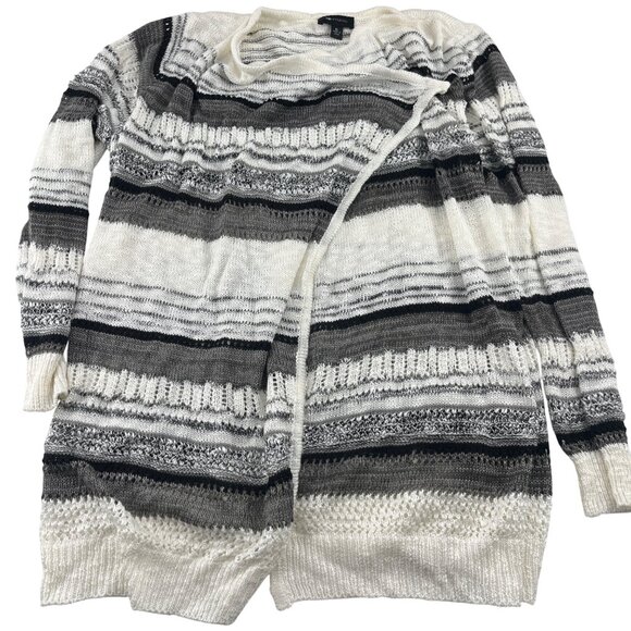 AB StudioStriped Open Front Cardigan Sweater XL Soft lightweight - Picture 1 of 4